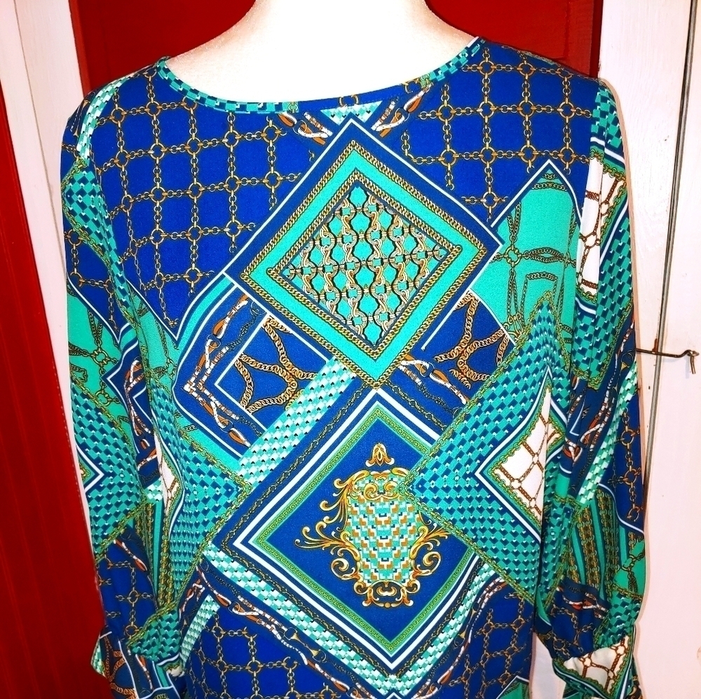 Nine West Geometric Print Blouse M